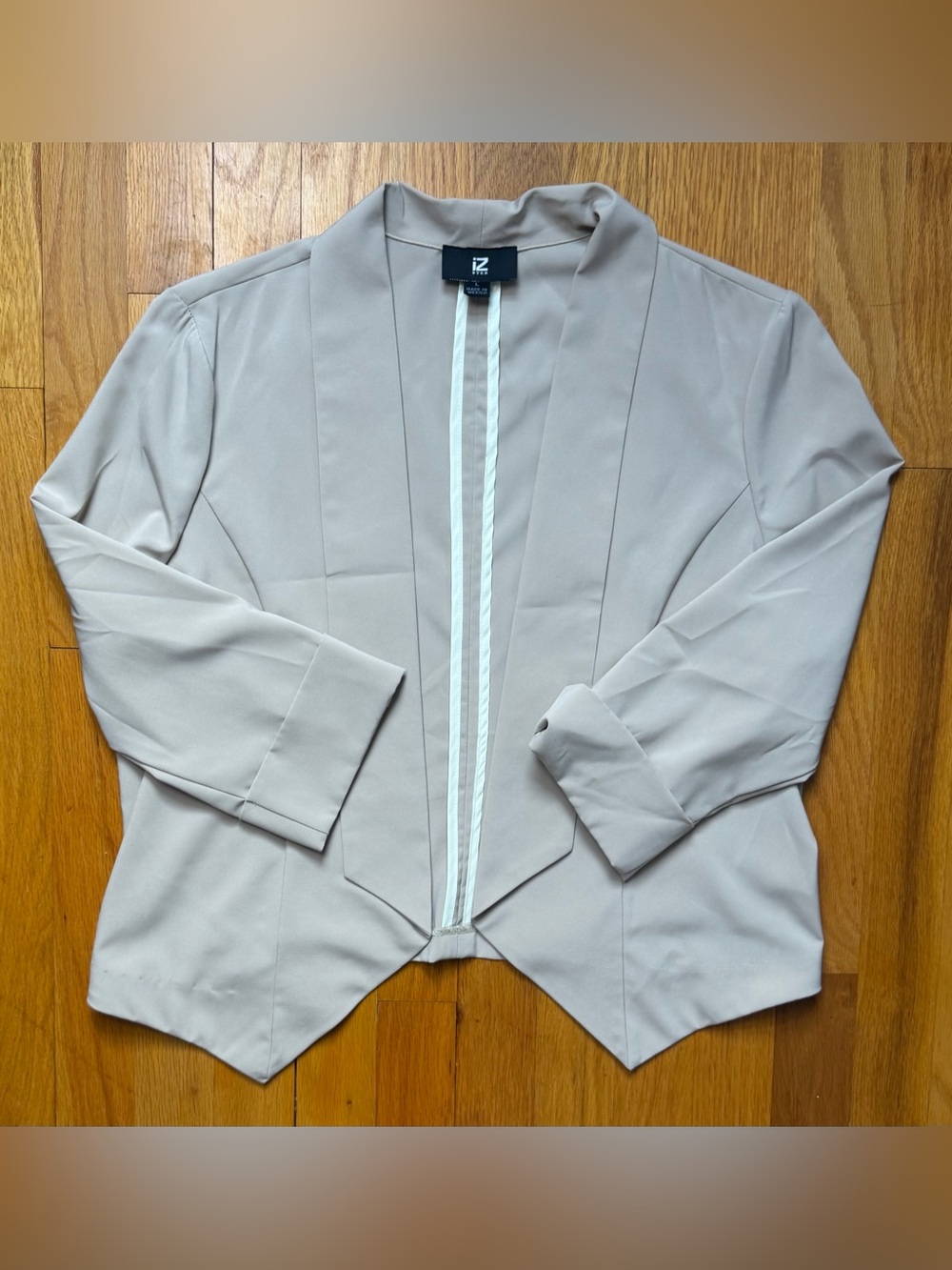Iz Byer Light Taupe Open-Front Draped Blazer